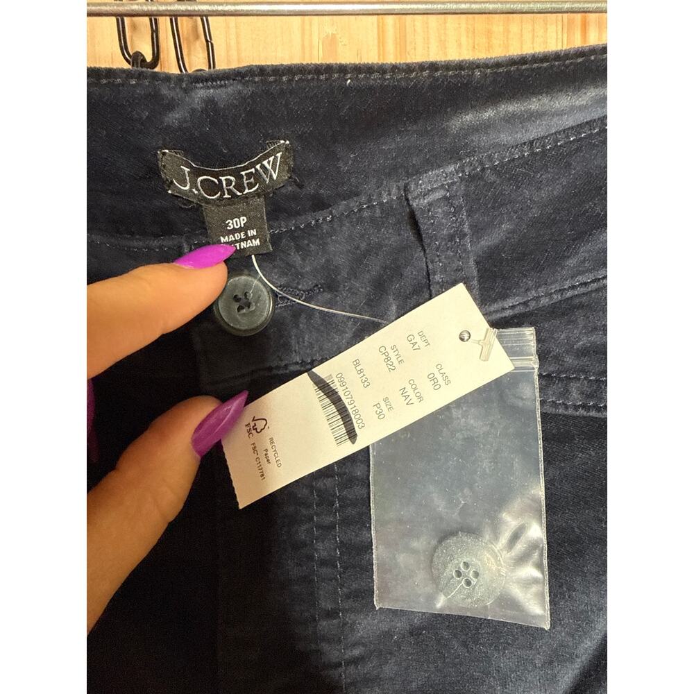NWT J. Crew Wide Leg Trouser Washed Velvet Navy Retro Womens Size 30P Petite - Picture 7 of 8